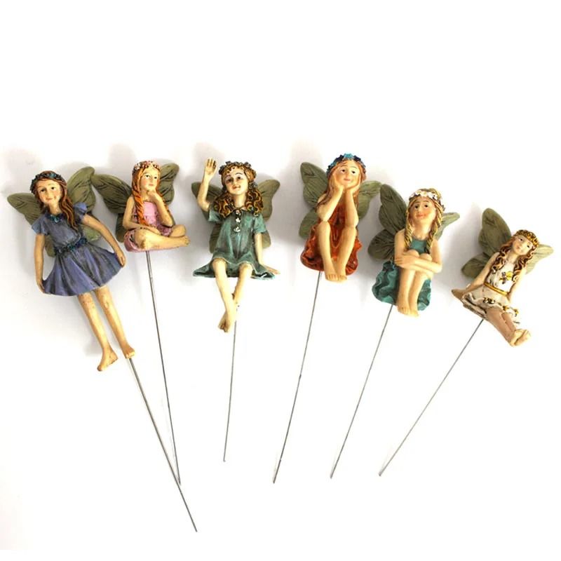 Mini Fairy Garden Figurines Set Garden Fairy Stakes Outdoor Decor 2