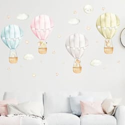 watercolor hot air balloon nursery wall stickers kids room decor