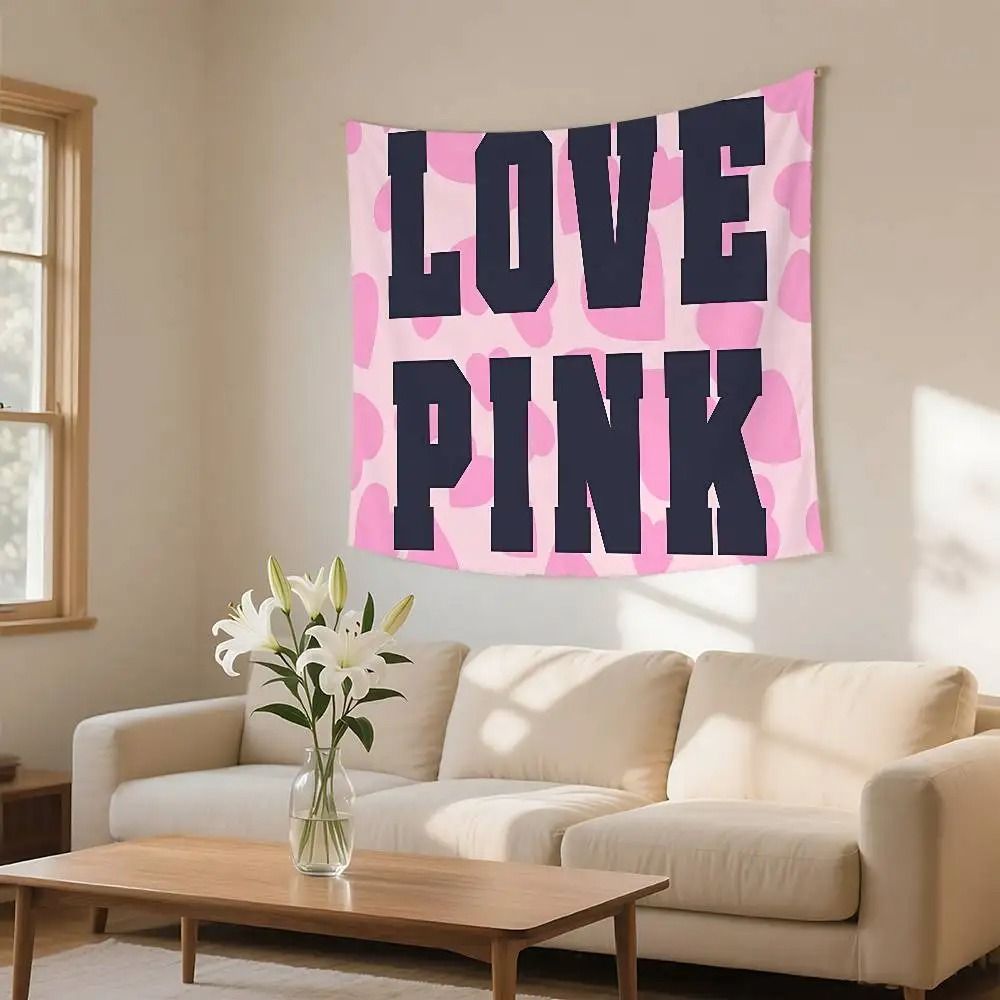 Pink Love Wall Tapestry Aesthetic Bedroom Wall Hanging Decor 2