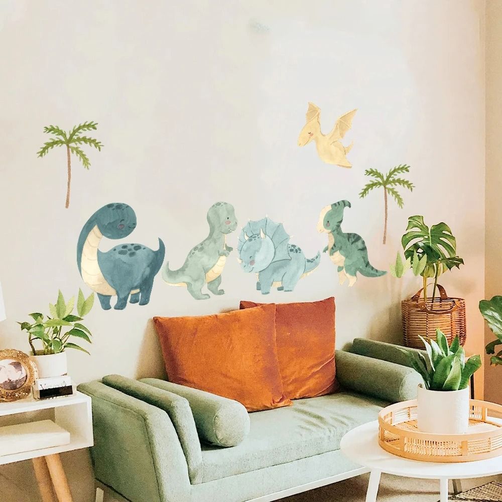 Watercolor Dinosaur Wall Stickers Jungle Nursery Kids Room Decor 5