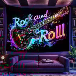 neon rock music tapestry electric guitar wall decor for room