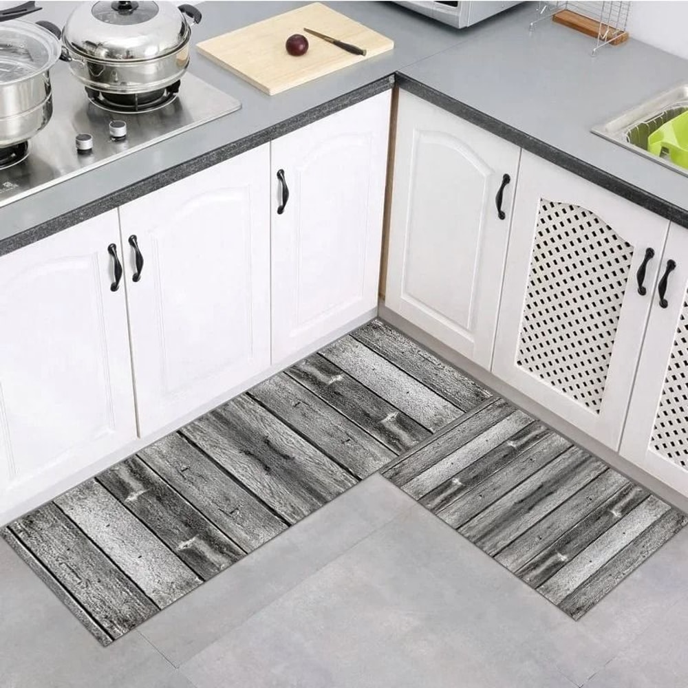 Modern Wood Grain Floor Mat Non Slip Kitchen Bathroom Entrance Rug 4