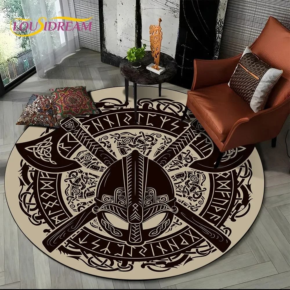 Viking Tree Of Life Round Rug Non Slip Norse Area Carpet Decor 8