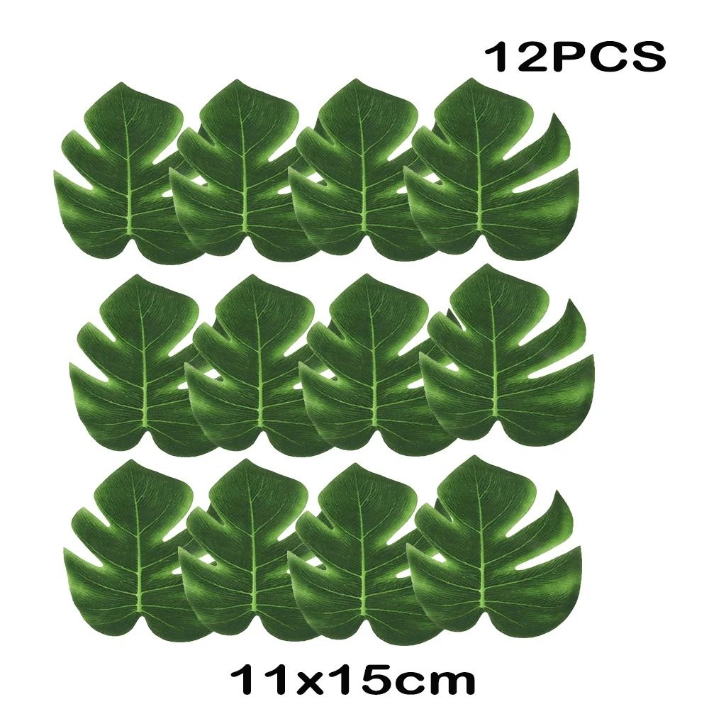 Artificial Tropical Palm Leaves Jungle Luau Party Decor Set 12
