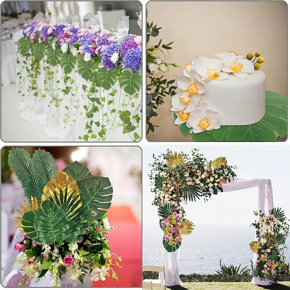 Artificial Tropical Palm Leaves Jungle Luau Party Decor Set 16