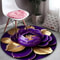 Purple Gold Peony Floral Round Rug Washable Non Slip Area Carpet 4