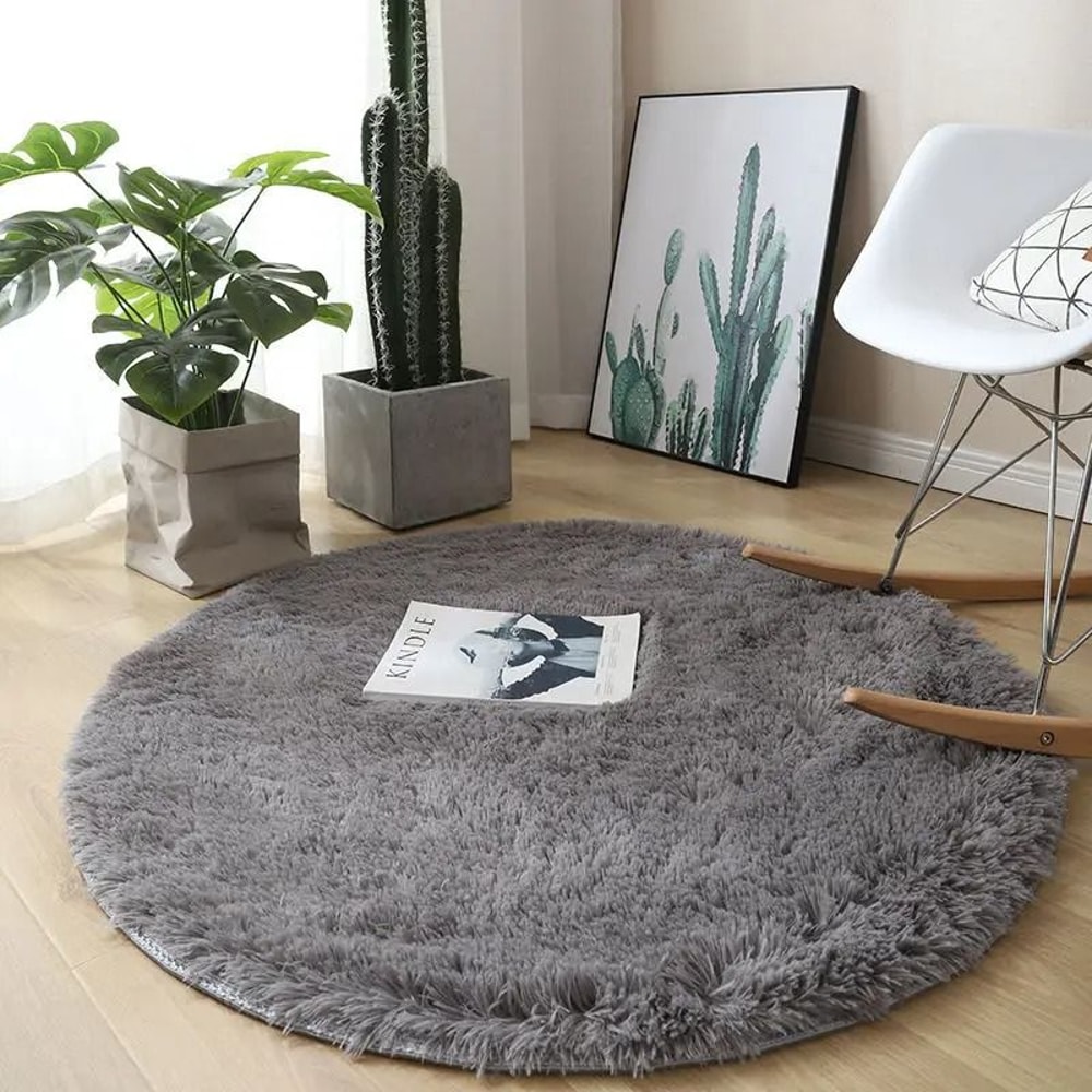 Fluffy Round Plush Rug Soft Shaggy Area Carpet For Living Room And Bedroom 8