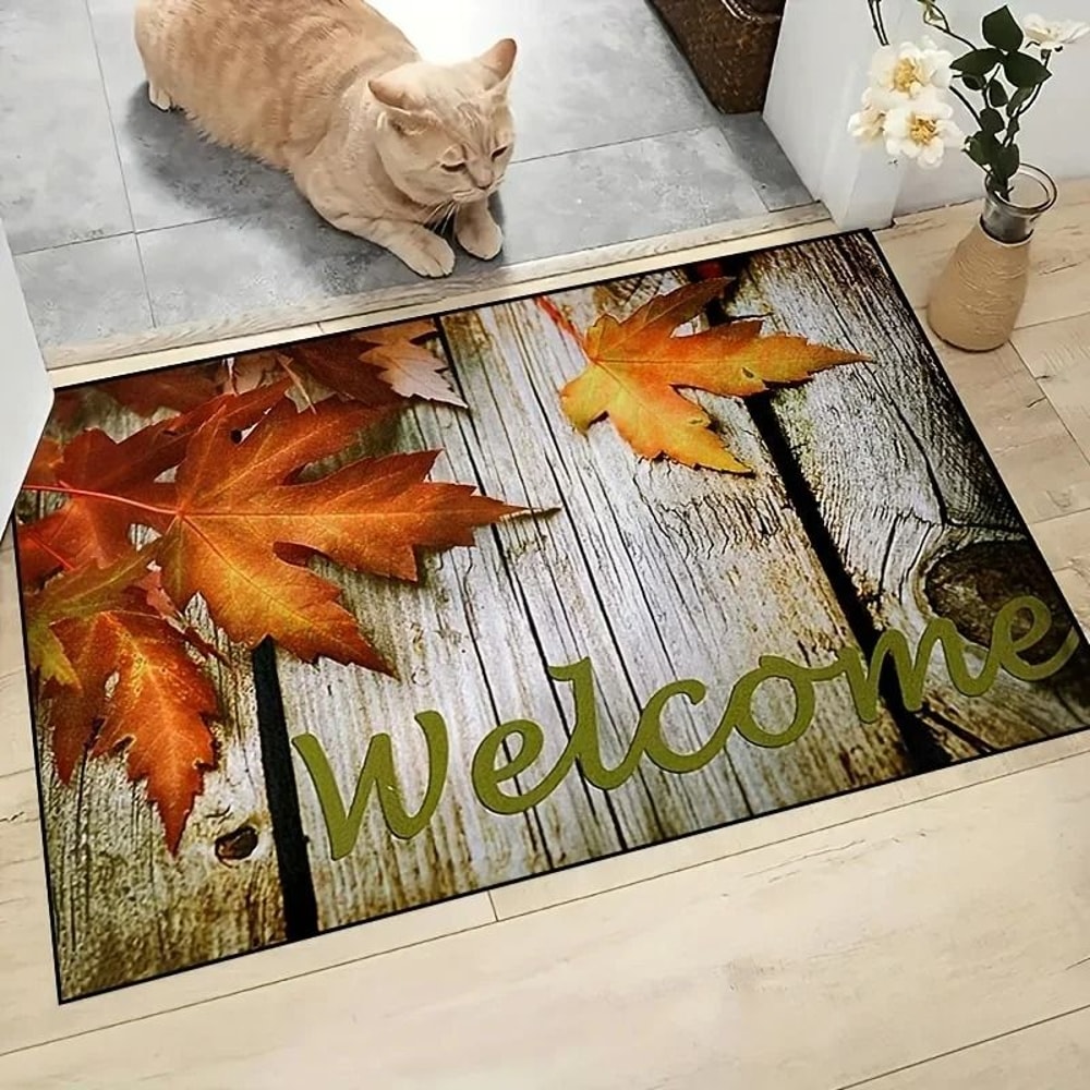 Absorbent Wooden Print Door Mat Washable Non Slip Entrance Floor Rug 6