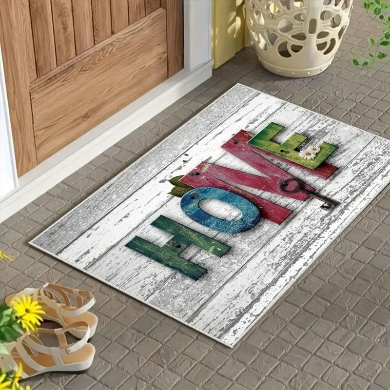Absorbent Wooden Print Door Mat Washable Non Slip Entrance Floor Rug 1