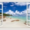 3D Beach Window Wall Sticker Ocean View Self Adhesive Wall Mural Decor 0