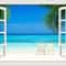 3D Beach Window Wall Sticker Ocean View Self Adhesive Wall Mural Decor 1