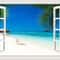 3D Beach Window Wall Sticker Ocean View Self Adhesive Wall Mural Decor 2