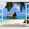 3D Beach Window Wall Sticker Ocean View Self Adhesive Wall Mural Decor 3