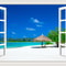 3D Beach Window Wall Sticker Ocean View Self Adhesive Wall Mural Decor 4