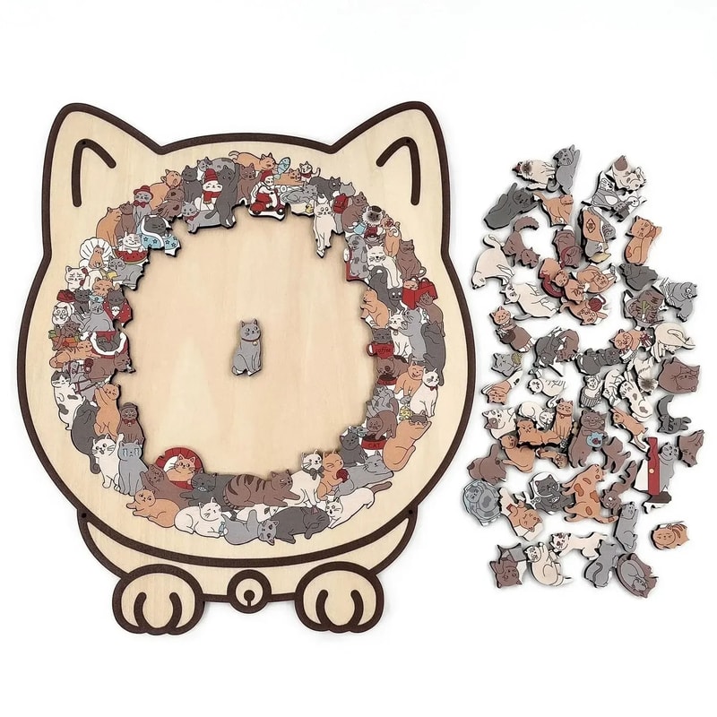 Cat Shaped Wooden Puzzle Unique Animal Jigsaw Gift For Cat Lovers 5