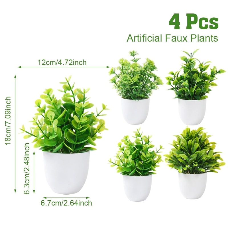 Artificial Bonsai Plant Set Small Potted Greenery For Tabletop Decor 5