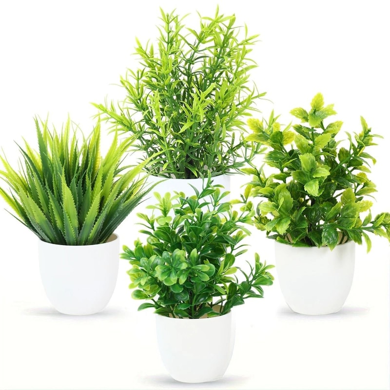 Artificial Bonsai Plant Set Small Potted Greenery For Tabletop Decor 12