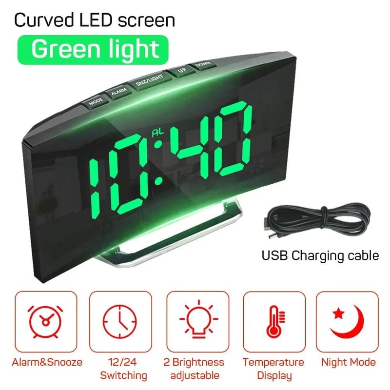 LED Digital Alarm Clock Large Display Bedside Clock With Temperature And Calendar 3