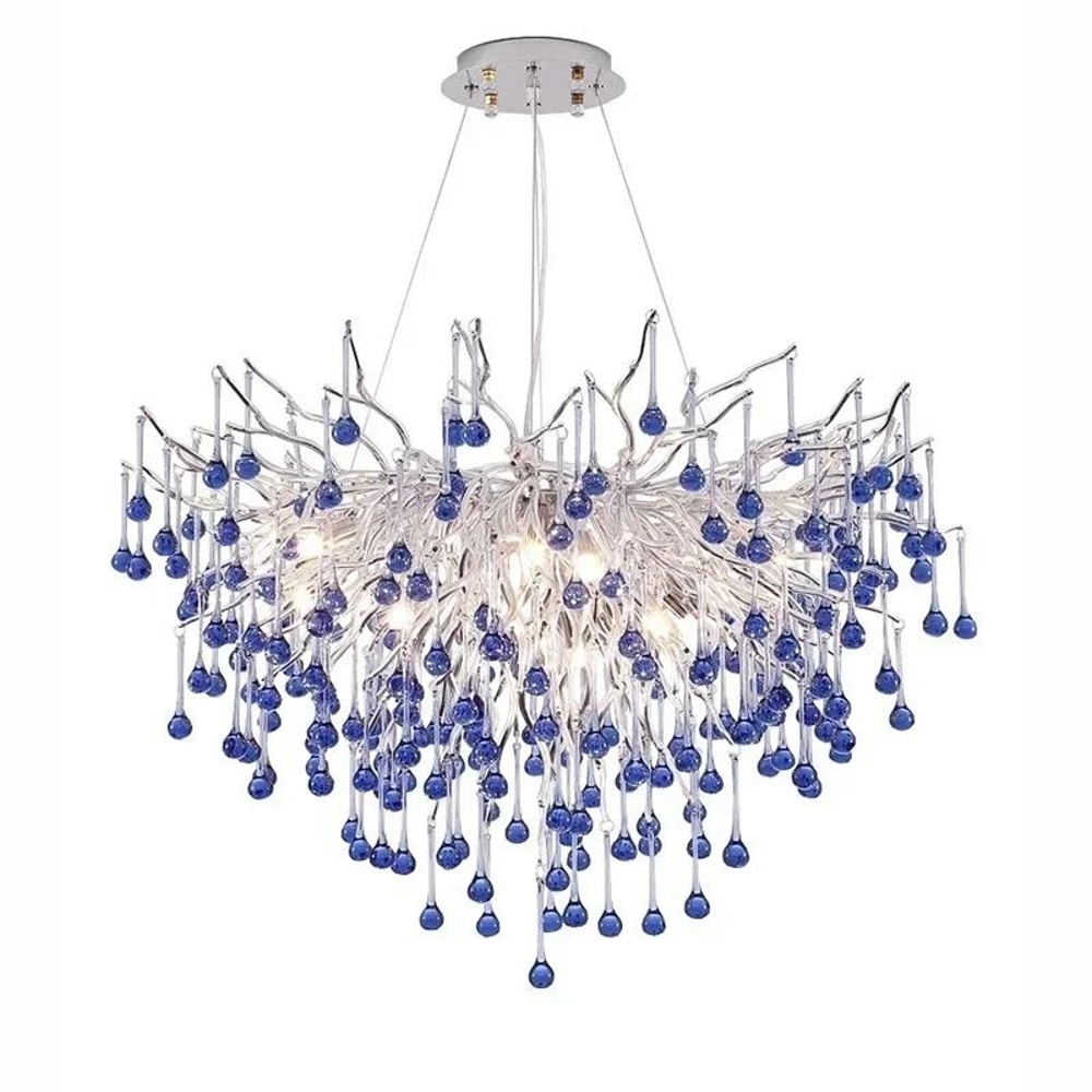 Luxury Modern Branch Crystal Chandelier Teardrop Ceiling Light For Dining And Living Room 7