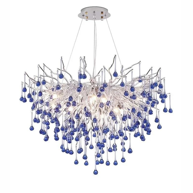 Luxury Modern Branch Crystal Chandelier Teardrop Ceiling Light For Dining And Living Room 8