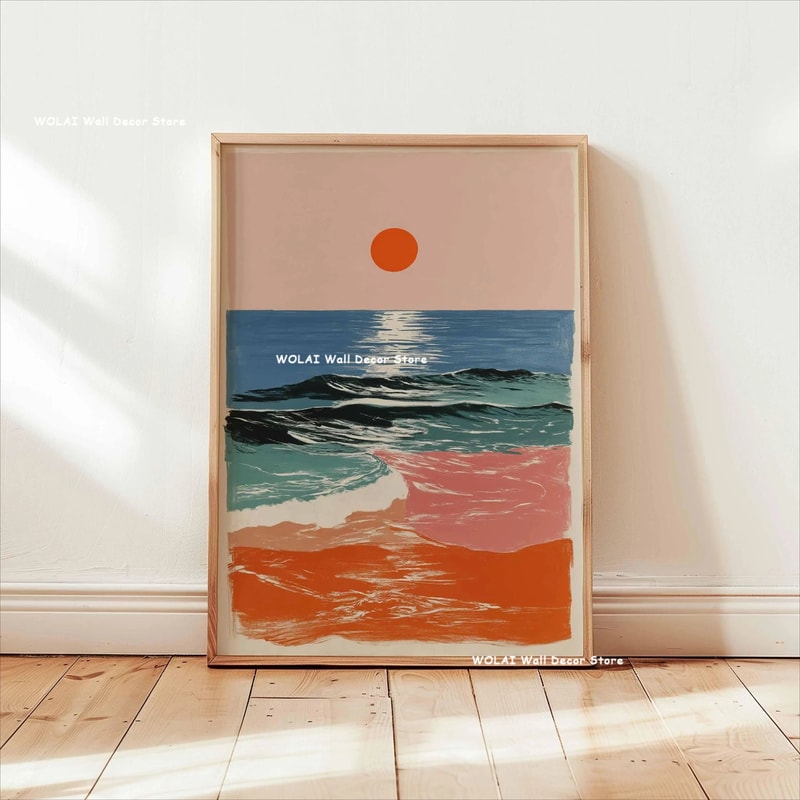 Japanese Koi Wall Art Zen Canvas Painting Forest Sun Waves Poster 25