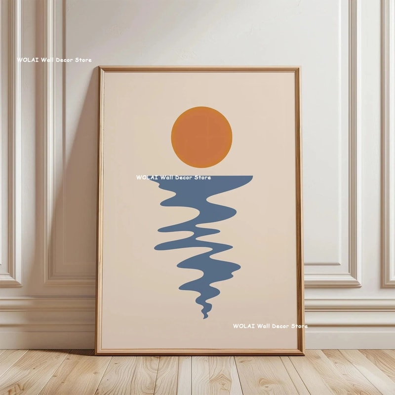 Japanese Koi Wall Art Zen Canvas Painting Forest Sun Waves Poster 27