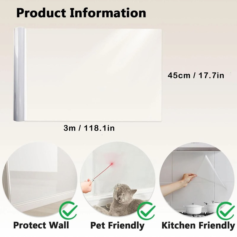 Transparent Wall Protective Film Kitchen Oil Proof Waterproof Sticker Roll 1