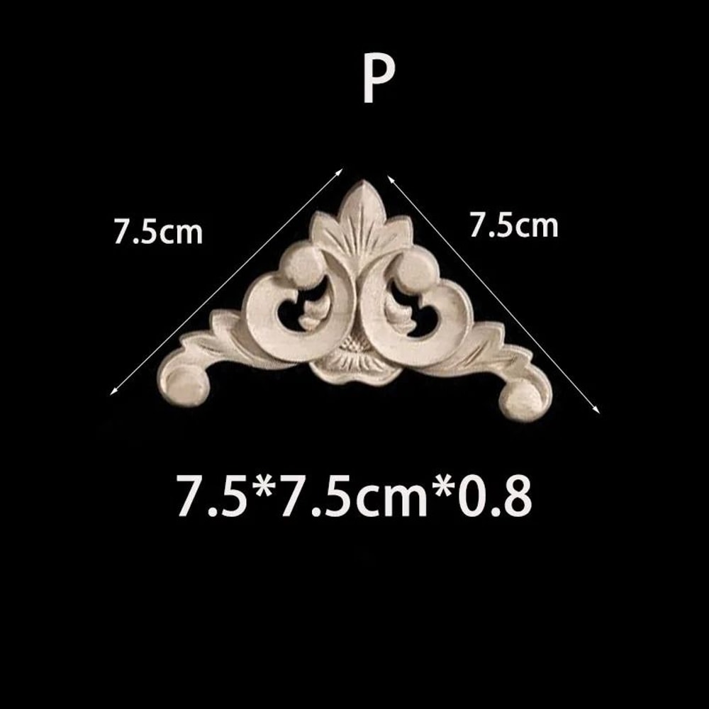 Unpainted Wood Carved Appliques Floral Corner Onlay For Furniture Decor 2