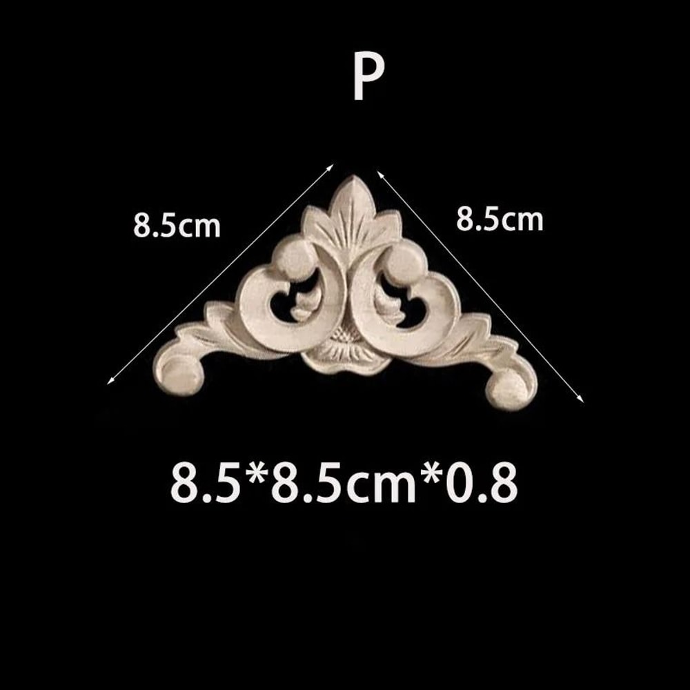Unpainted Wood Carved Appliques Floral Corner Onlay For Furniture Decor 3
