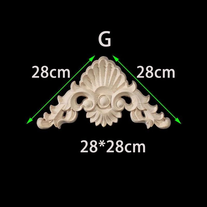 Unpainted Wood Carved Appliques Floral Corner Onlay For Furniture Decor 5