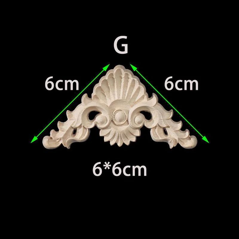 Unpainted Wood Carved Appliques Floral Corner Onlay For Furniture Decor 9