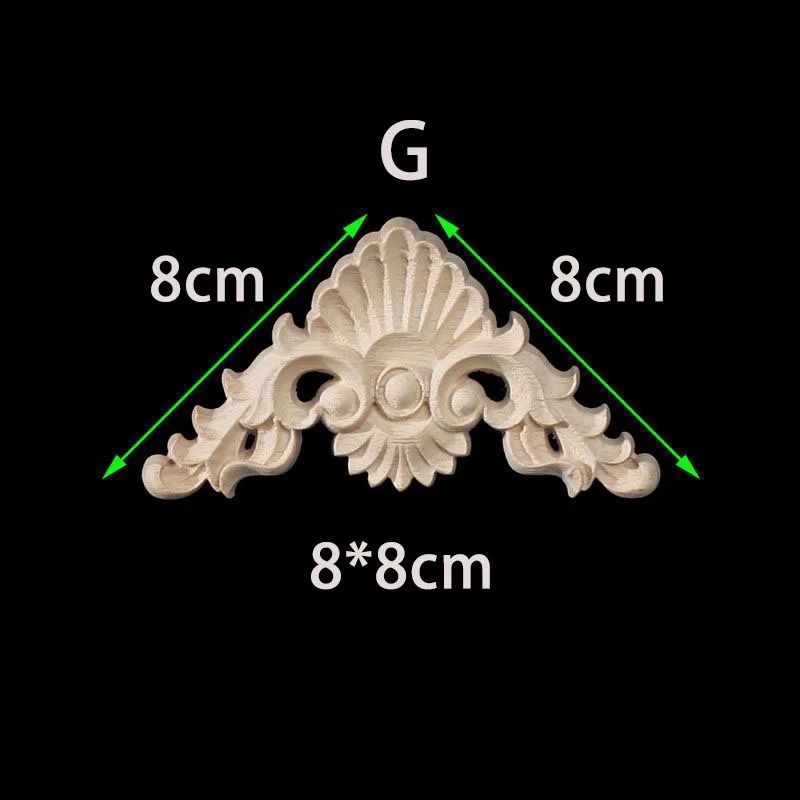 Unpainted Wood Carved Appliques Floral Corner Onlay For Furniture Decor 10
