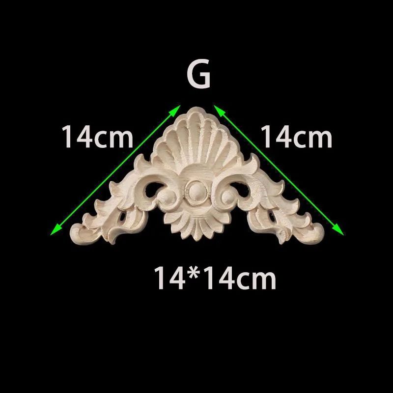 Unpainted Wood Carved Appliques Floral Corner Onlay For Furniture Decor 11