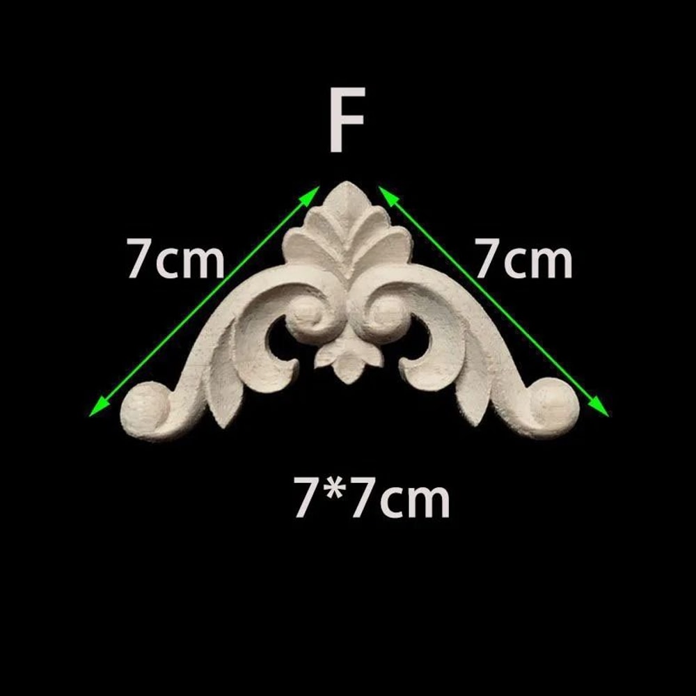 Unpainted Wood Carved Appliques Floral Corner Onlay For Furniture Decor 13