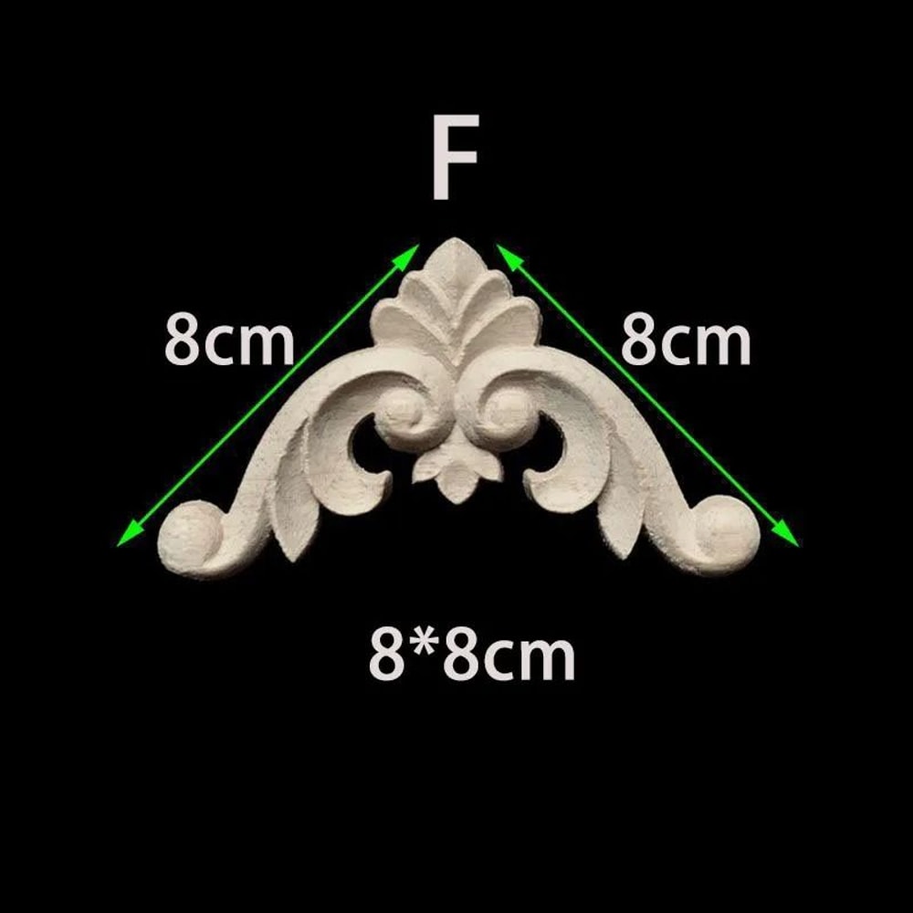 Unpainted Wood Carved Appliques Floral Corner Onlay For Furniture Decor 14