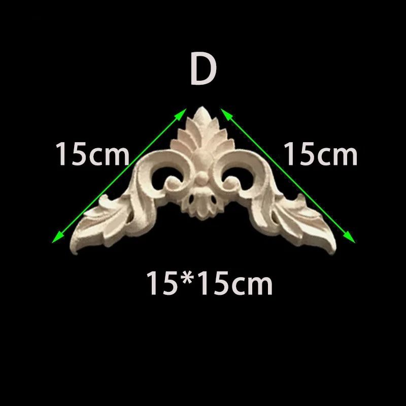 Unpainted Wood Carved Appliques Floral Corner Onlay For Furniture Decor 26