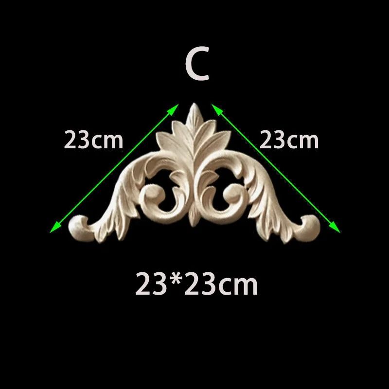 Unpainted Wood Carved Appliques Floral Corner Onlay For Furniture Decor 28