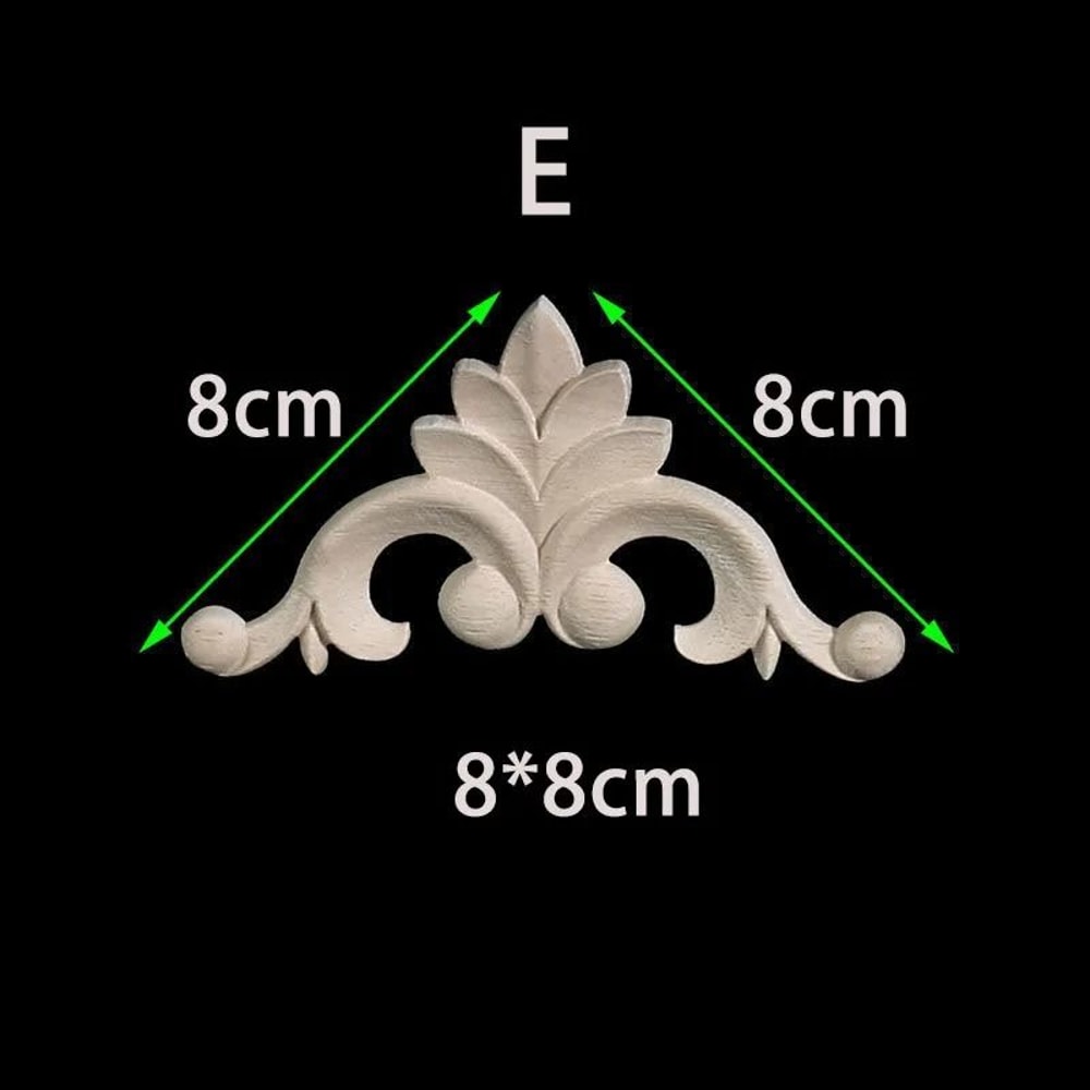 Unpainted Wood Carved Appliques Floral Corner Onlay For Furniture Decor 16