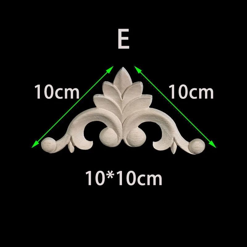 Unpainted Wood Carved Appliques Floral Corner Onlay For Furniture Decor 17