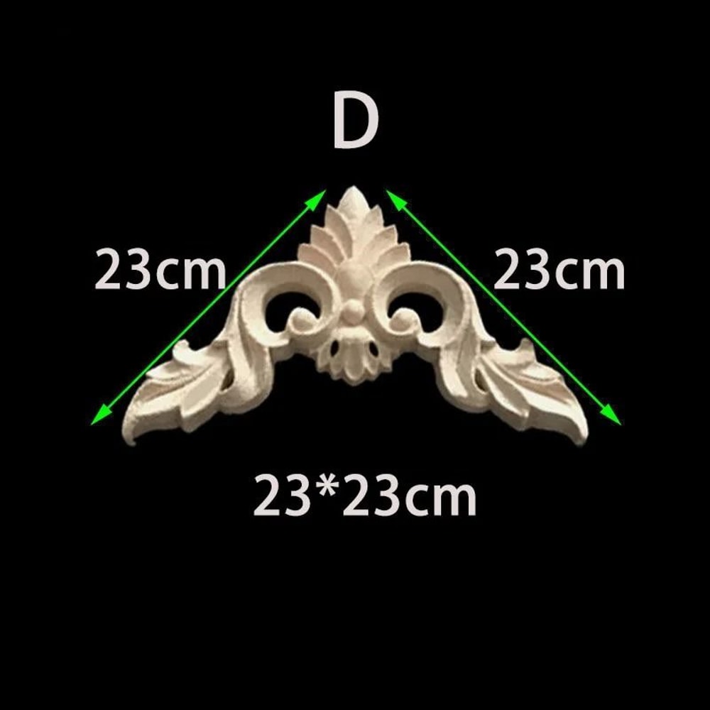 Unpainted Wood Carved Appliques Floral Corner Onlay For Furniture Decor 19