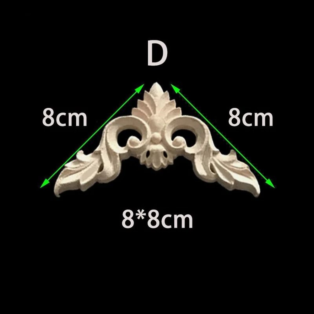 Unpainted Wood Carved Appliques Floral Corner Onlay For Furniture Decor 23