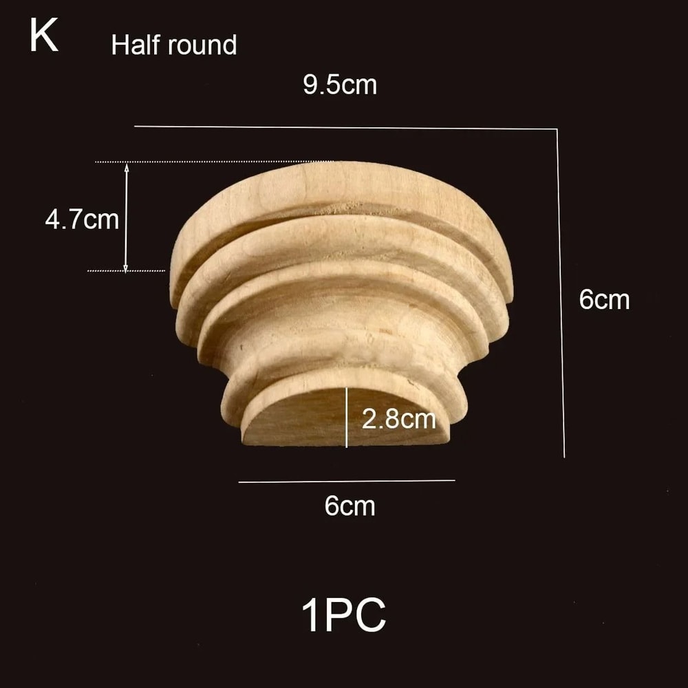 Half Round Wood Column Cap Roman Carved Applique For Furniture Decor 18