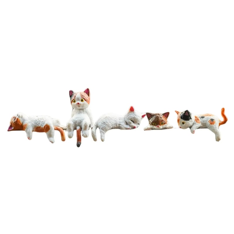 Mini Cat Figurine Decor Cute Animal Statue For Desk And Shelf 3