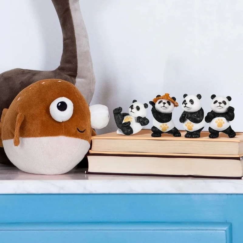Mini Panda Figurine Cute Kung Fu Panda Statue For Garden And Desk Decor 0
