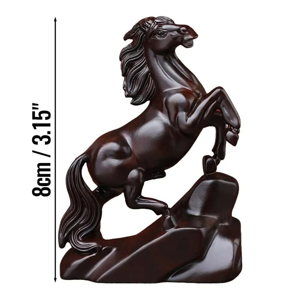Rosewood Carved Horse Statue Feng Shui Lucky Zodiac Desk Decor 7