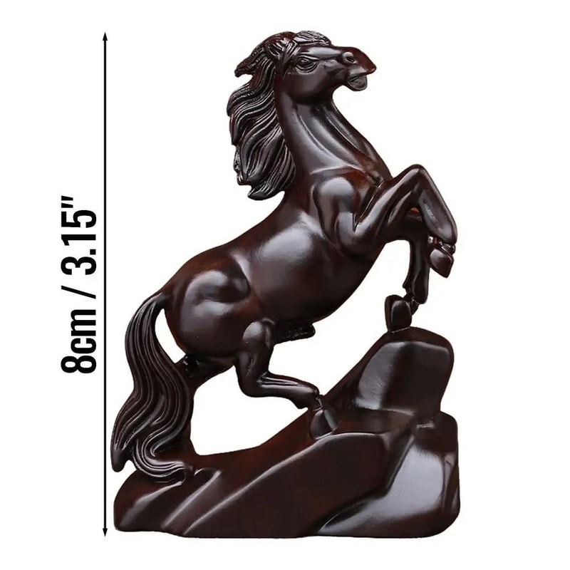 Rosewood Carved Horse Statue Feng Shui Lucky Zodiac Desk Decor 7
