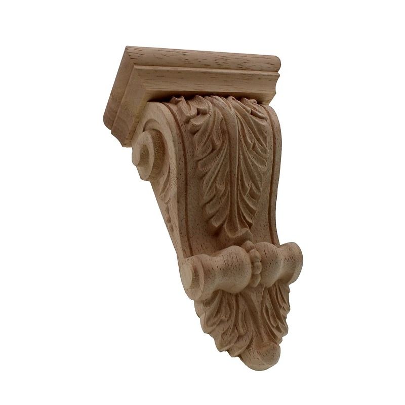 Natural Oak Wood Carved Applique Vintage Furniture Decorative Onlay 0