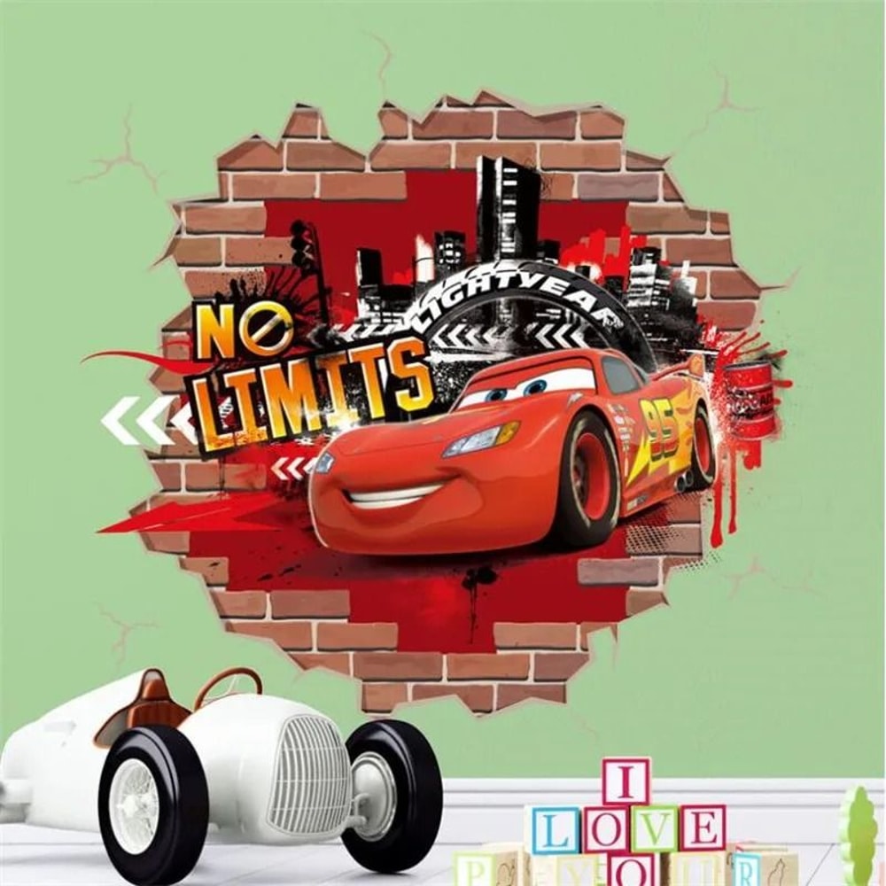 Cars Lightning McQueen Wall Stickers Cartoon Kids Room Wall Decals 0