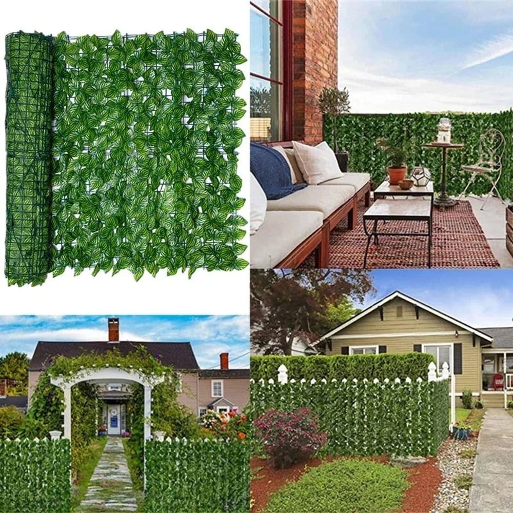 Artificial Ivy Privacy Fence Panel Green Hedge Screen For Balcony Garden 16