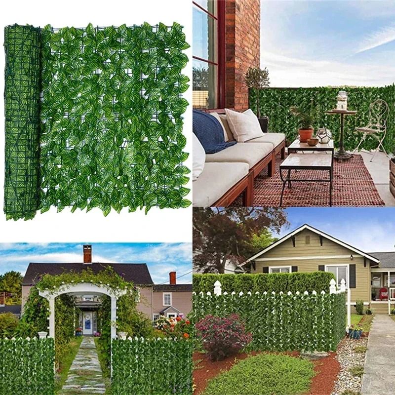 Artificial Ivy Privacy Fence Panel Green Hedge Screen For Balcony Garden 16